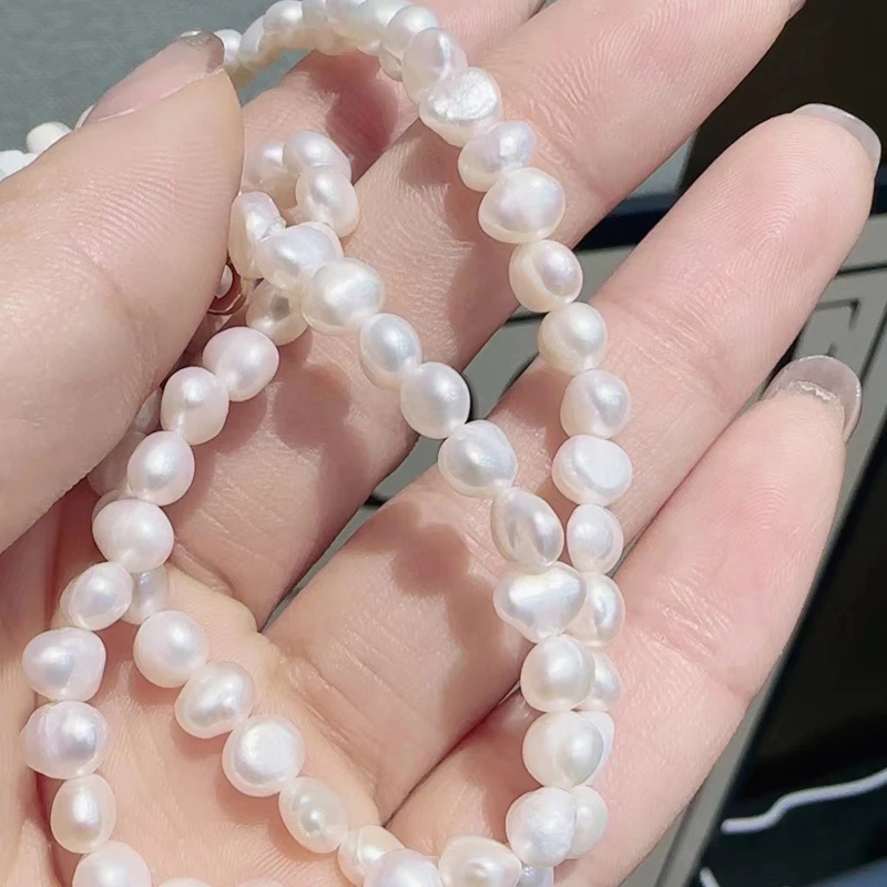 链子925银 不规则淡水珠珠项链