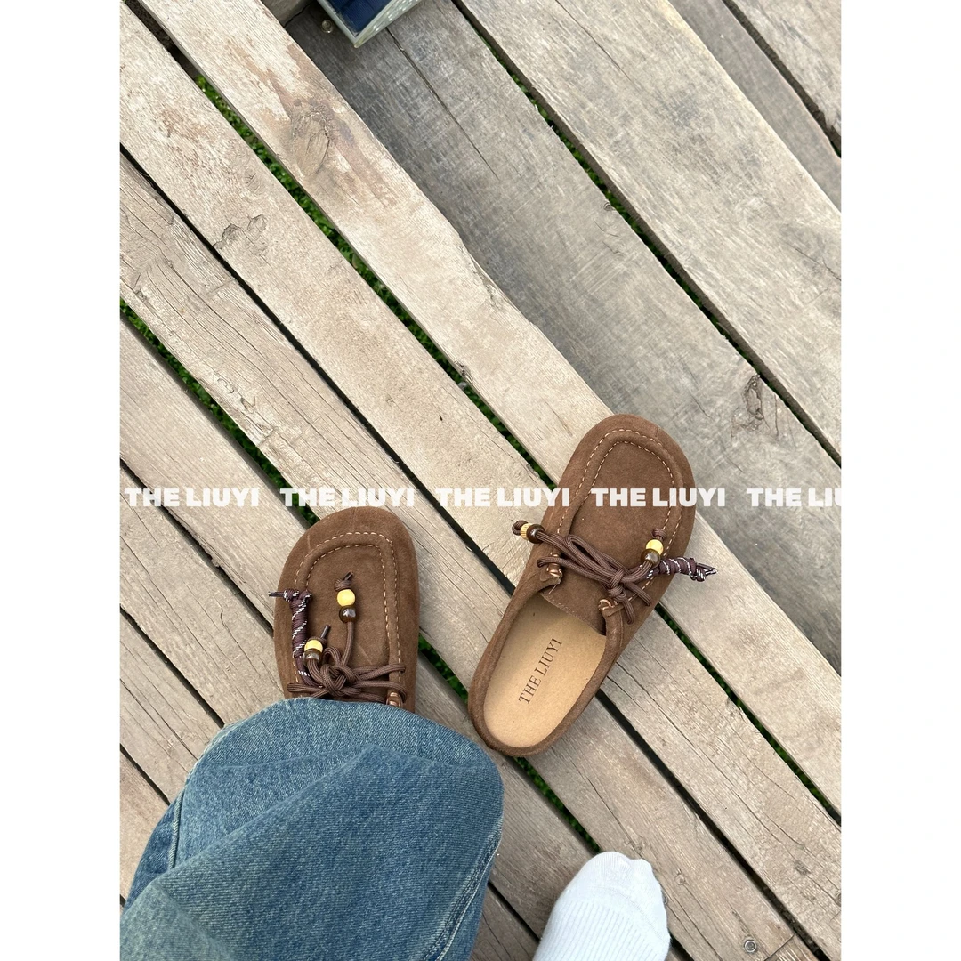 【LIUYI】软软厚底手工串珠勃肯半拖鞋2709