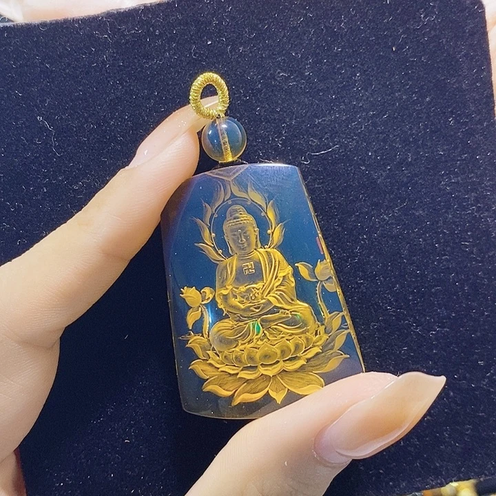 蓝珀未镶嵌珠宝奇石墨西哥蓝珀大日如来