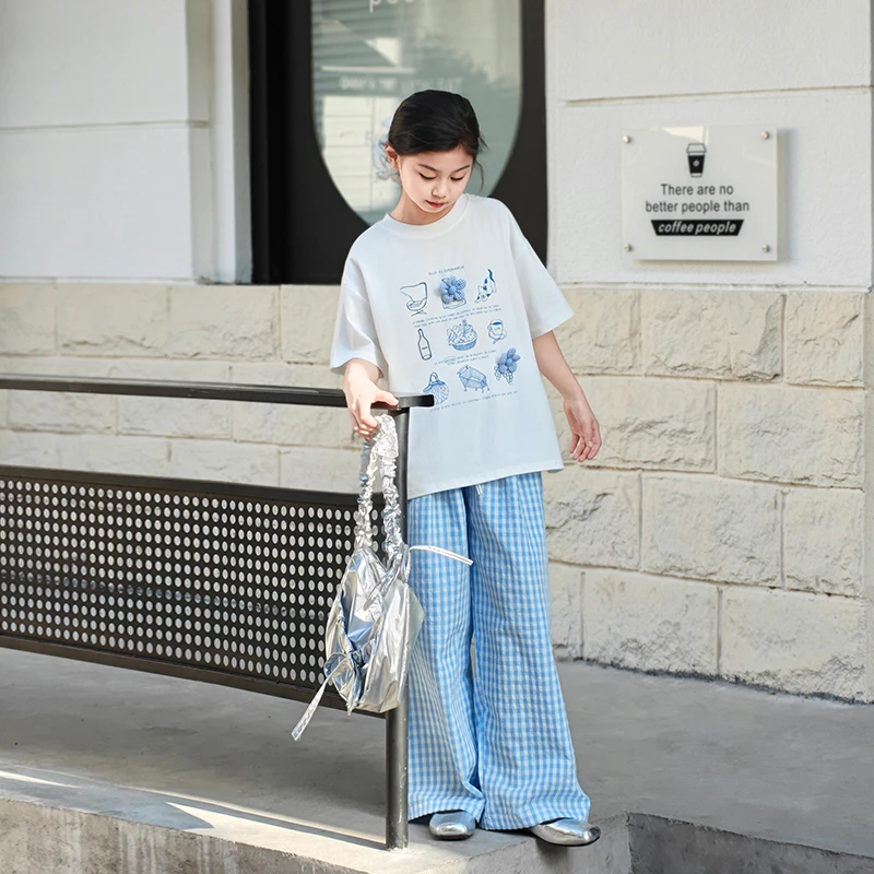 简约潮牌店铺儿童服装2025年款衣服女童装夏装套装6-12岁高级感15