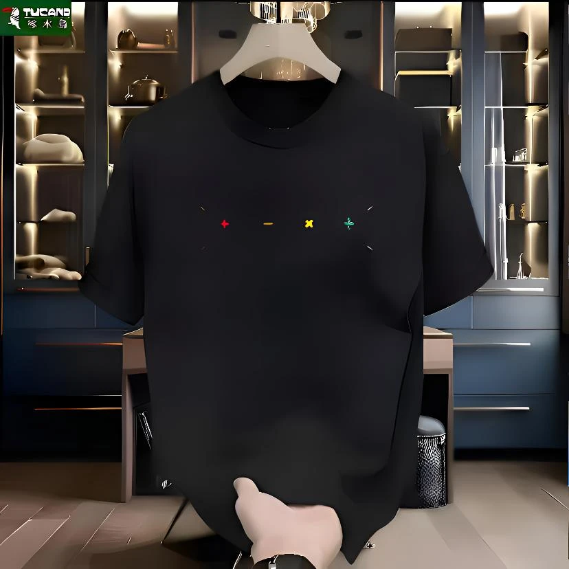 啄木鸟男士潮流简约纯棉短袖T恤男女同款宽松夏季百搭半袖上衣男t