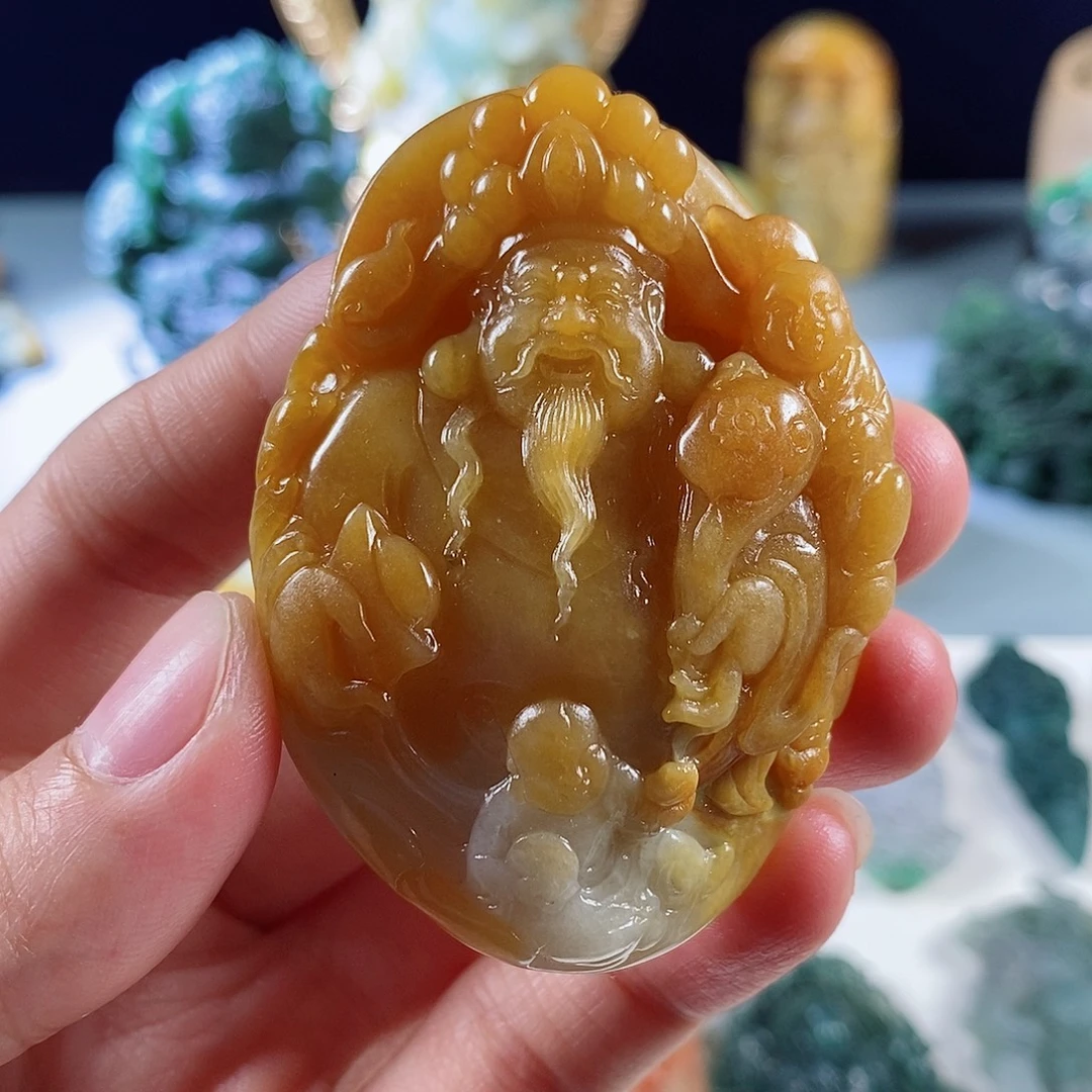 定制翡翠未镶嵌天然a货翡翠黄翡文财神