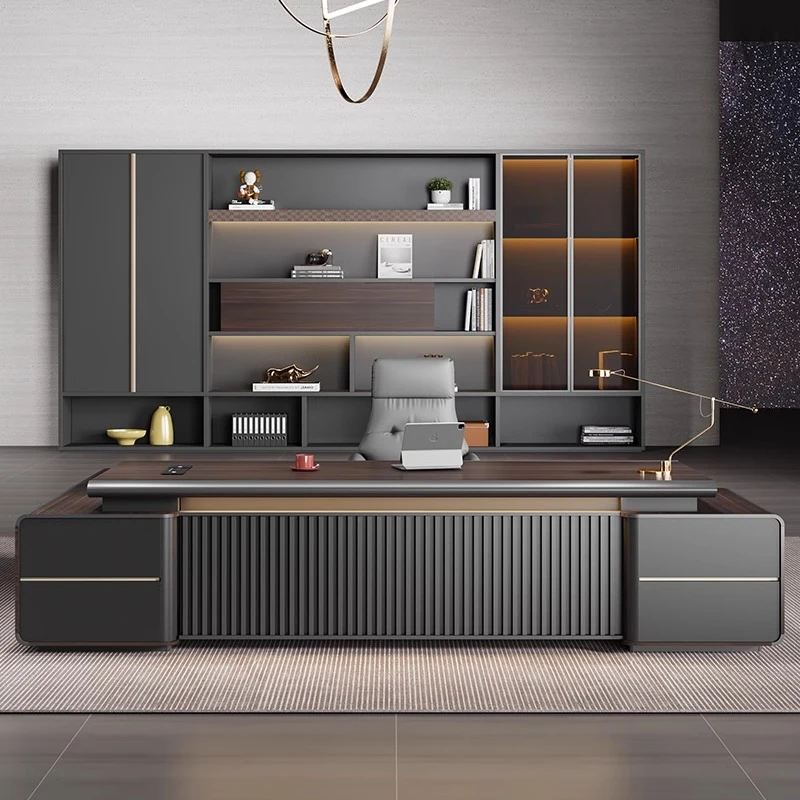 金鸾高档领导办公桌总裁桌老板桌烤漆大班台办公室家具董事长桌椅