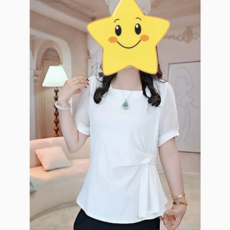 2025夏季韩式新款休闲风宽松显瘦纯色短袖T恤女个性时尚小众上衣