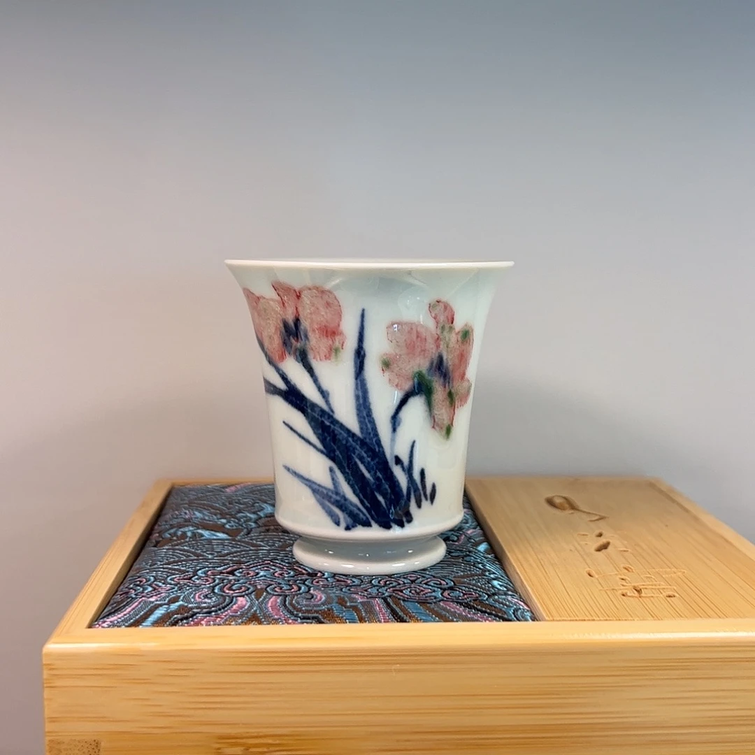 青花釉里红色差放漏闻香杯70cc