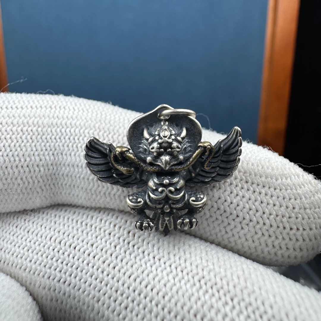 925银银制品 F074 大鹏鸟 925银复古工艺 约22×20×6mm 约5克