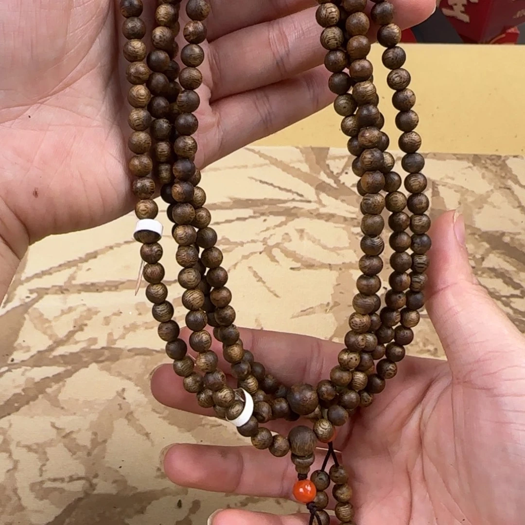 沉香手串白棋圆珠06高货定制款高货