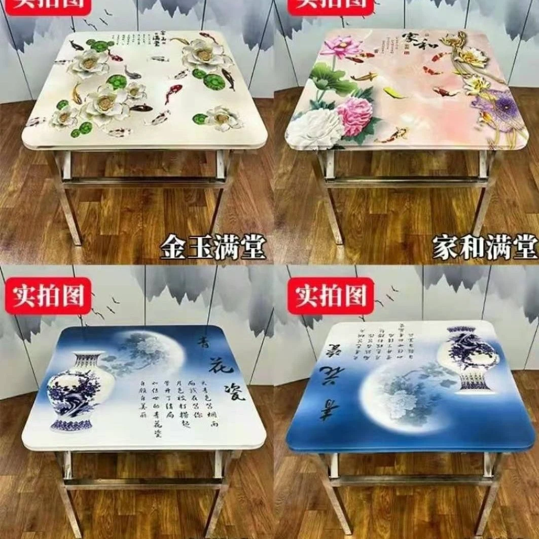 不锈钢炕桌印花加厚坚固耐用结实防烫送老人可折叠过年用吃饭烧烤