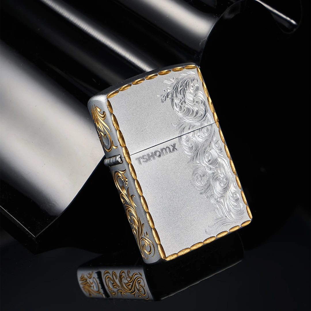TSHOMX【绛珠草】镀银繁花精雕定制刻字防风打火机送男生生日节礼物