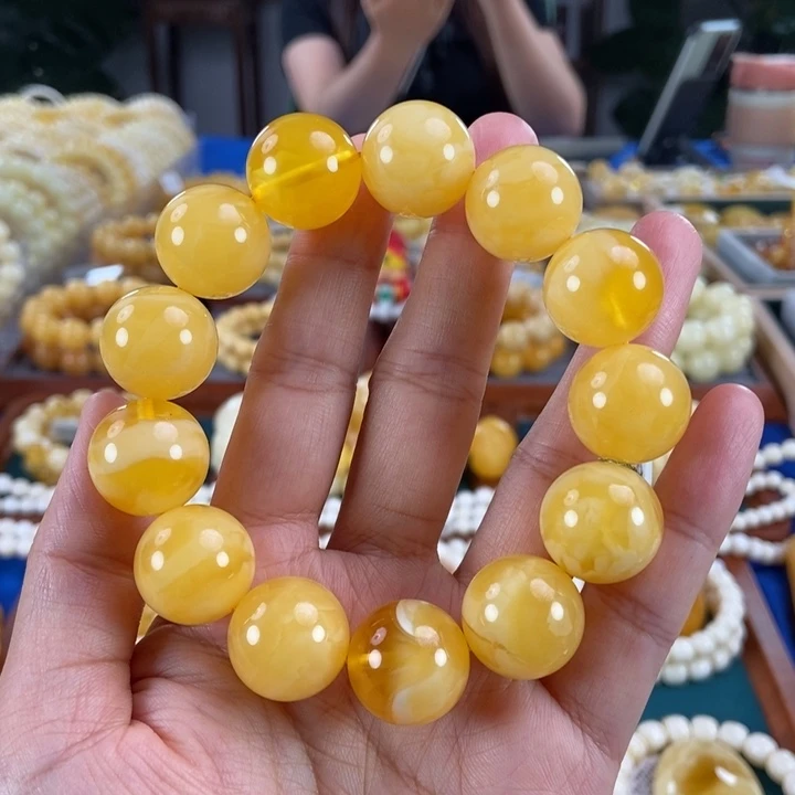 琥珀未镶嵌珠宝奇石18圆珠45.55