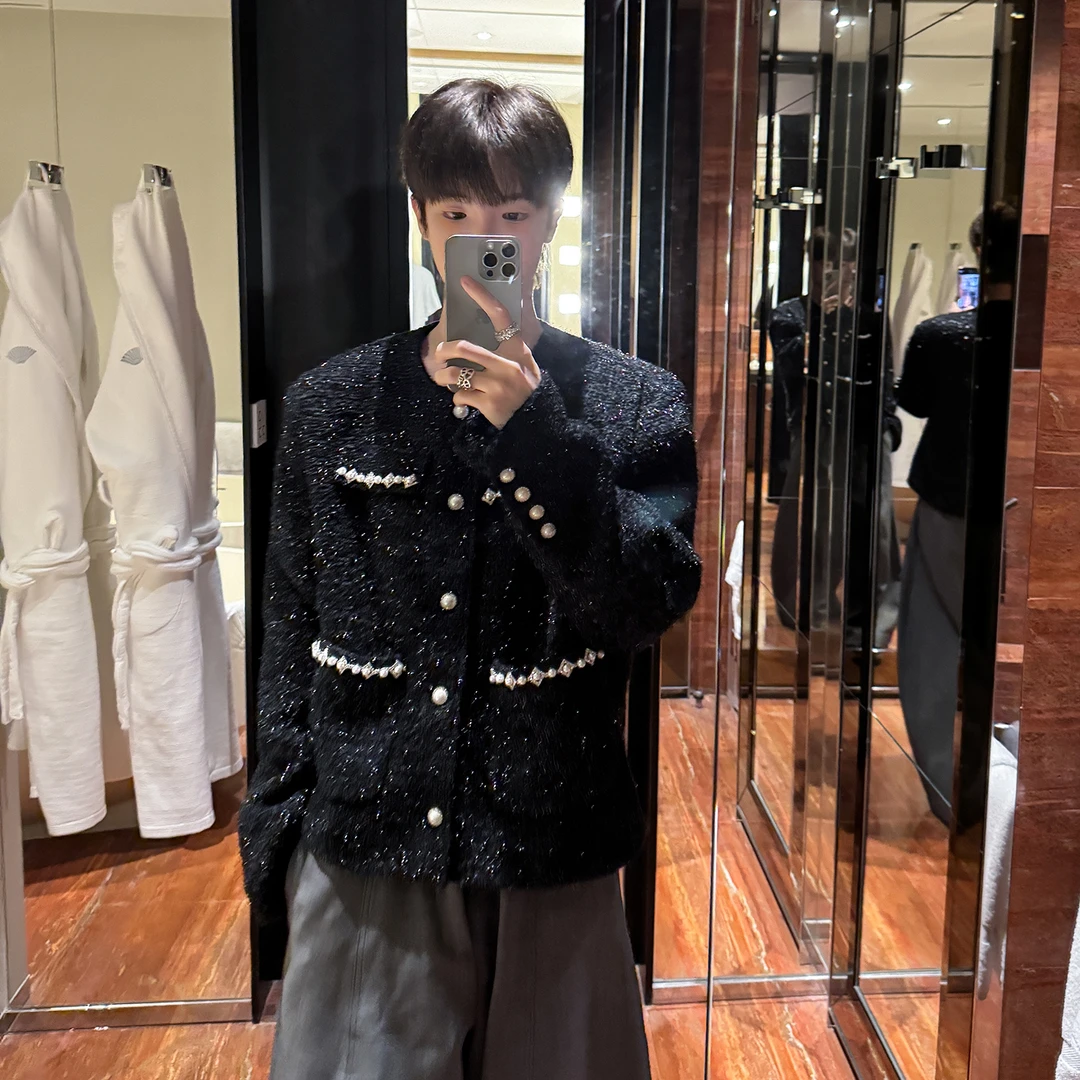 高林凡 无领小香风夹克外套男女/blingbling简单好看去班味