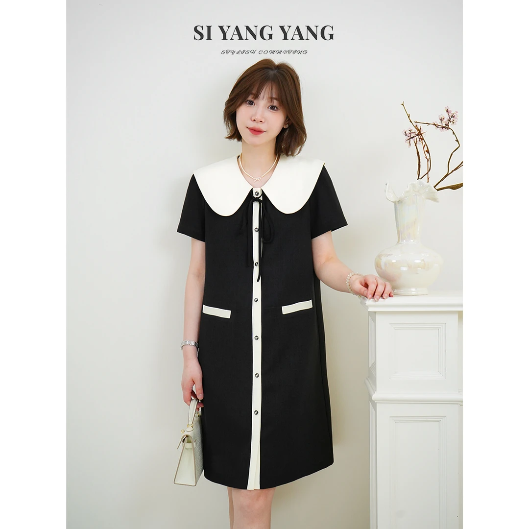 斯洋洋SIYANG超柔麻纱感舒爽透气通勤减龄连衣裙LYQ505A041SYY