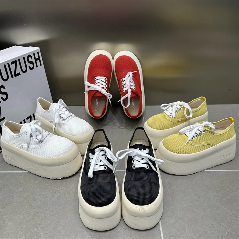 女鞋底休闲鞋时尚百搭夏季透气厚底网面低帮韩版春季运动系带潮鞋