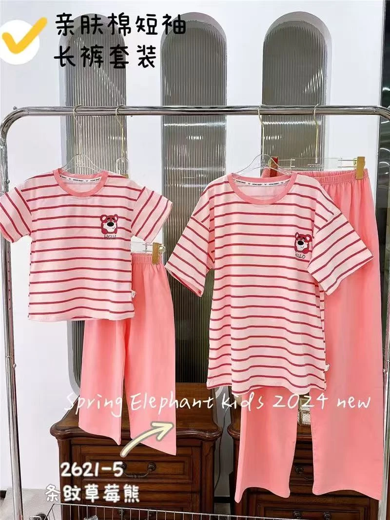 清仓女童夏季空调服家居套七分袖套装（图片仅供参考）