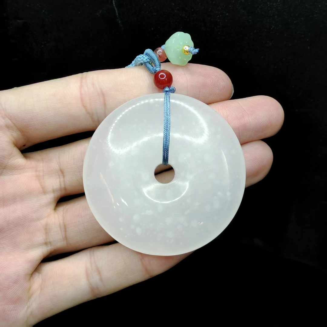 【老三珠宝】天石雪莲平安扣吊坠赠绳子C5-约49-11mm