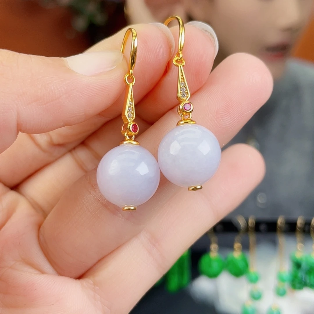 翡翠银S925镶嵌耳饰