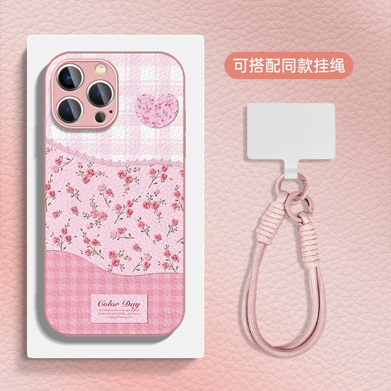 适用于苹果16华为OPPO小米VIVO时尚潮流金属漆小羊皮手机壳HA0390