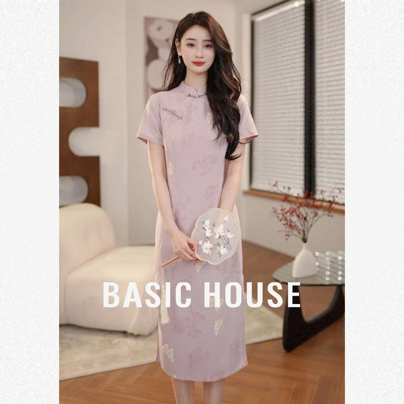 Basic House/百家好欧若新中式简欧改良式旗袍中长款中国风B5N342