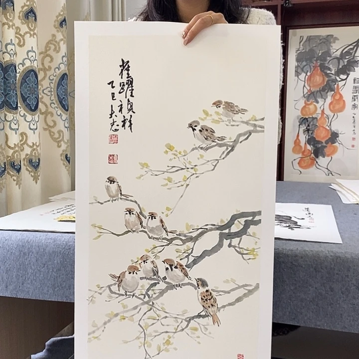 国画纯手绘国画写意作品34*68