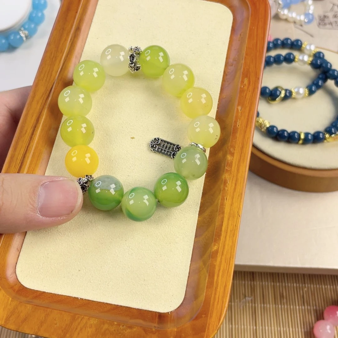 玛瑙手饰银S925镀金镶嵌