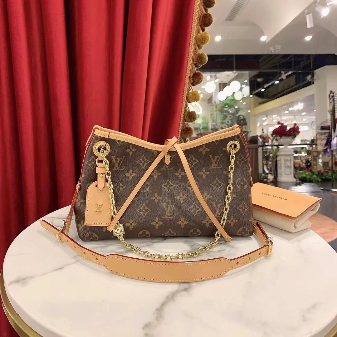 95新 LV GGS丨carryall bb老花金扣单肩包芯片款/48277440