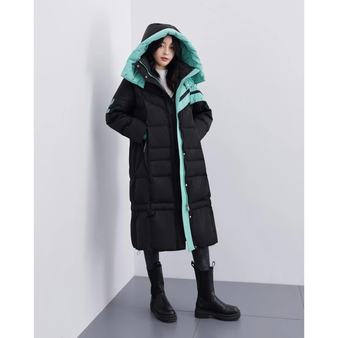 门店10&59！超厚，超保暖~90白鸭绒连帽防风中长款羽绒服女 M13344