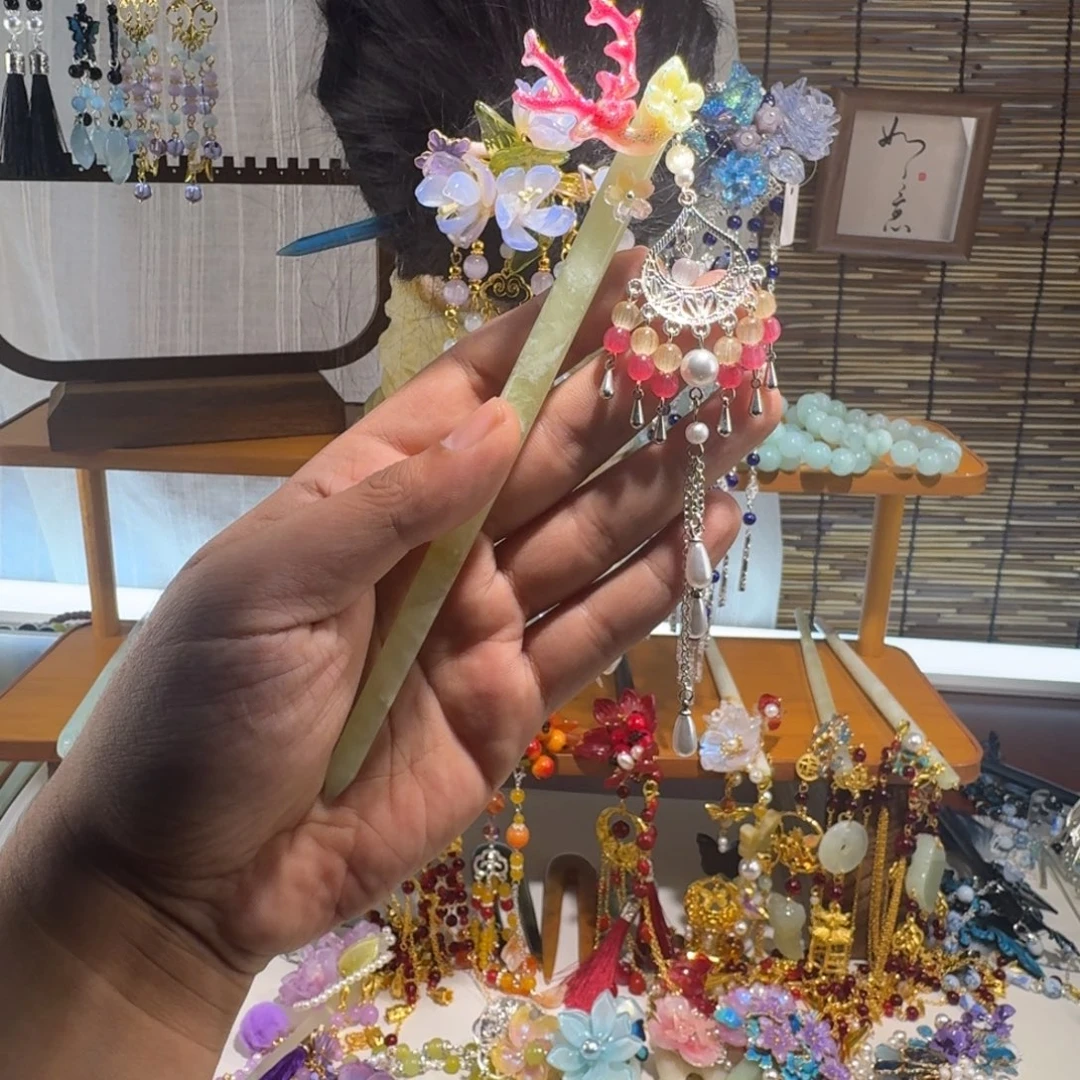 蛇纹石玉合金发饰