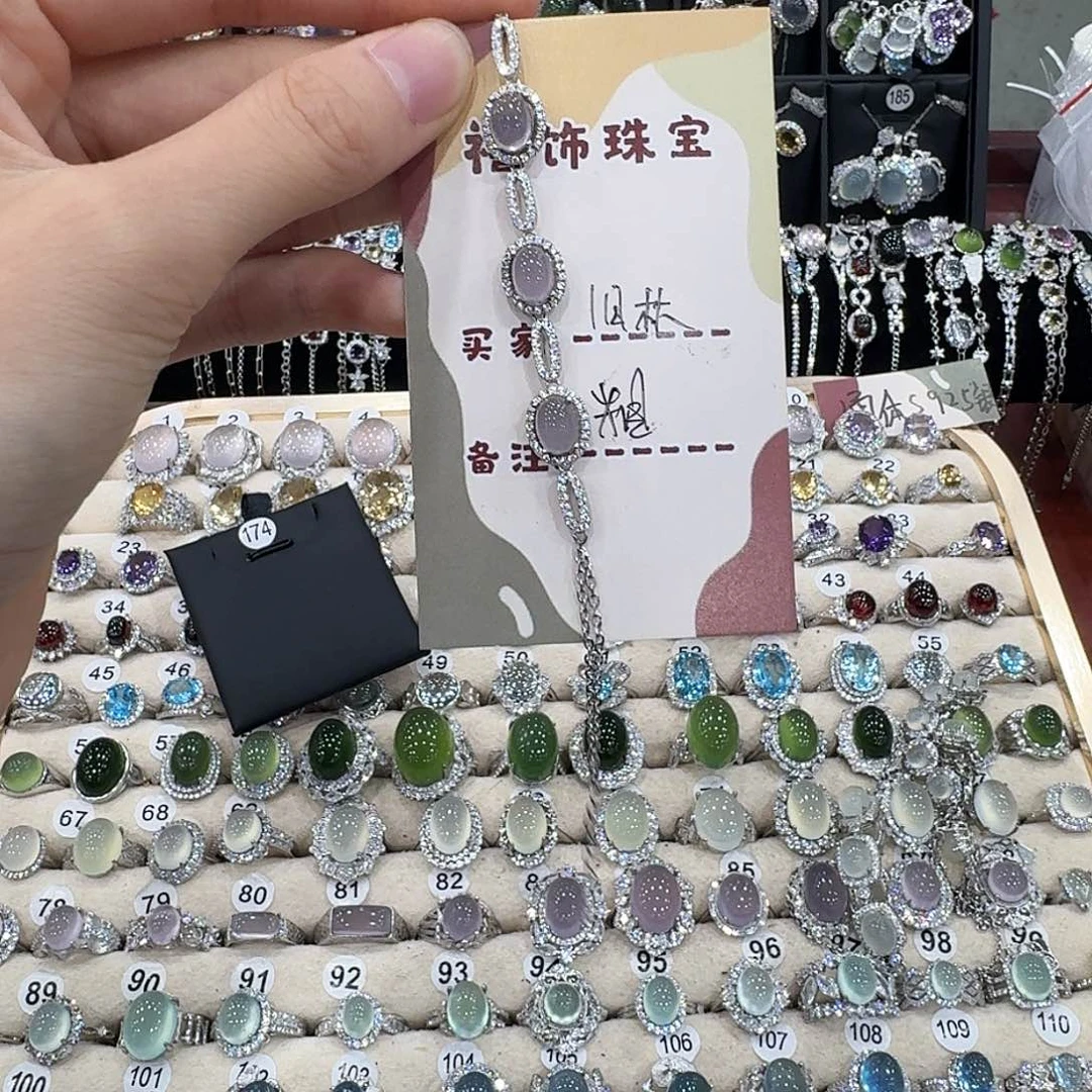 旧****手链烟晶银S925镶嵌手链