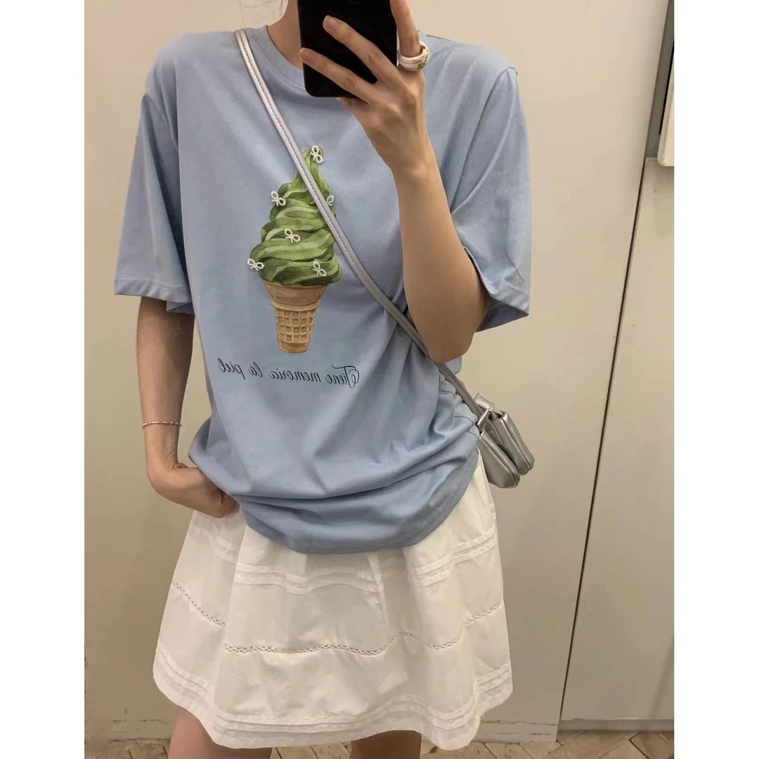 T115#气泡#『冰淇淋T』韩系甜美减龄休闲短袖T恤（福利）