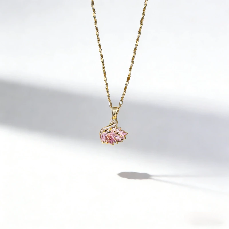 铜合金珐琅项链 518复古Vintage天鹅项链