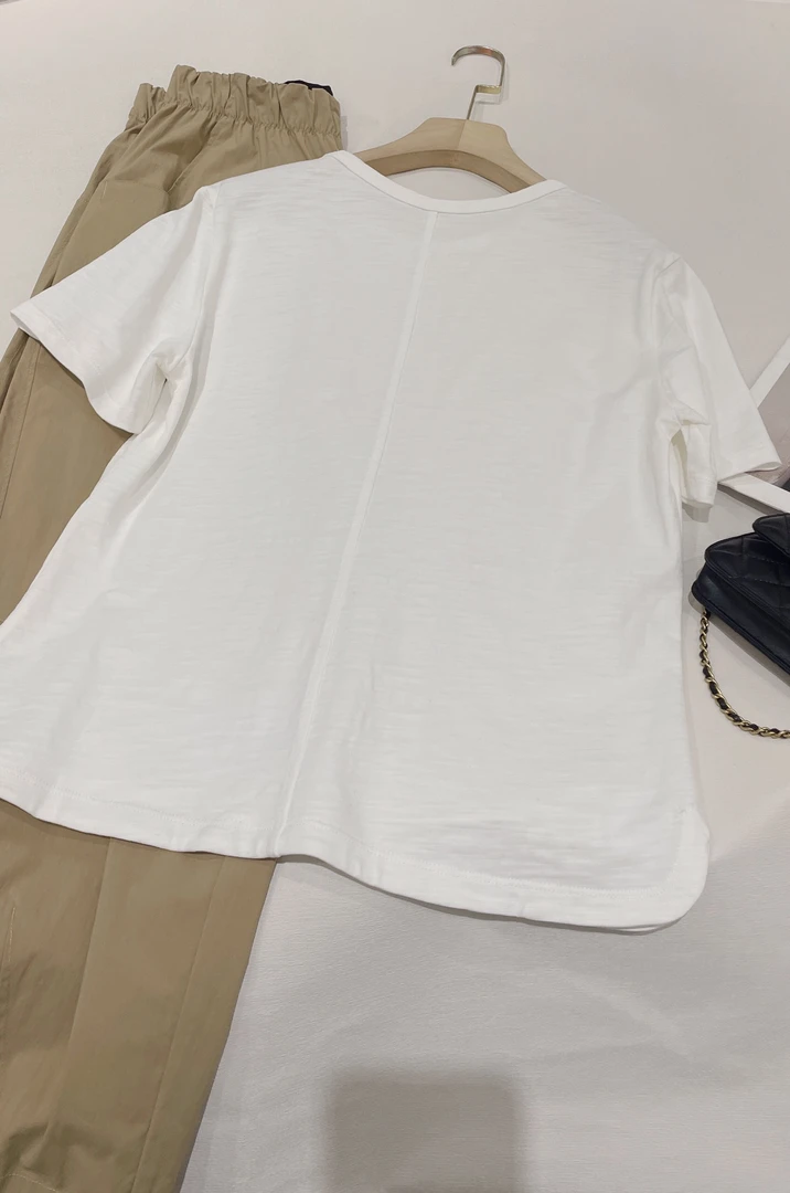 穿到80-120斤左右，竹节棉后中缝小宽松短袖t恤女