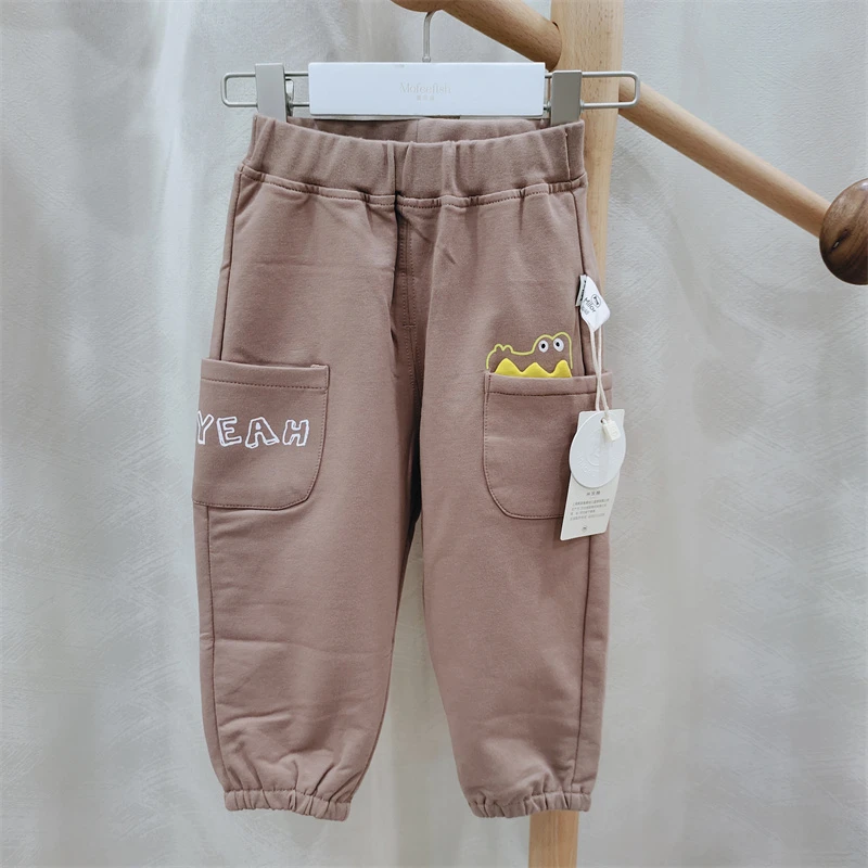 米乐熊春款单层恐龙双口袋裤子7219