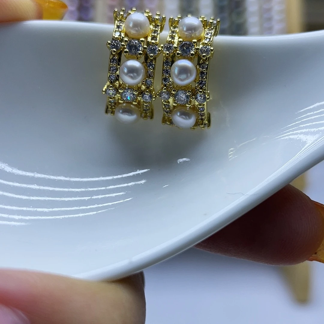 耳饰淡水珍珠银S925镶嵌