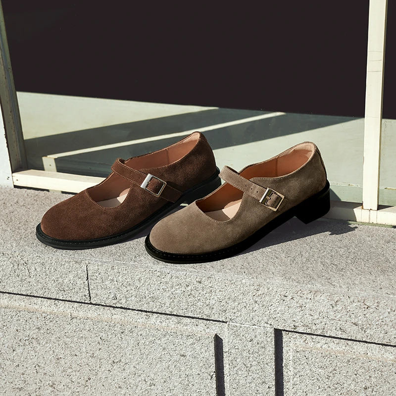 COVONTY「imagine」赫本/巴恩风 复古圆头玛丽珍鞋女中跟真皮单鞋