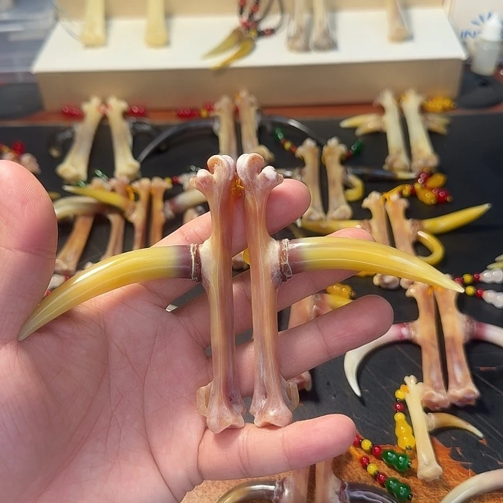 鹿骨手串/手链黄色蹬鸡爪骨一对