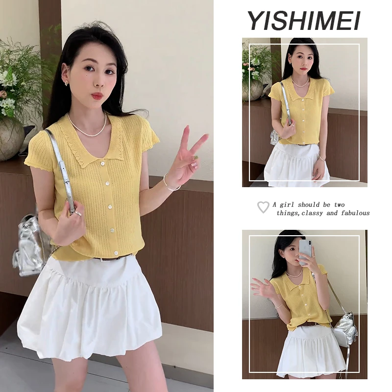 夏季时尚穿搭2025年新款韩系简约百搭短袖上衣显瘦短裙两件套装
