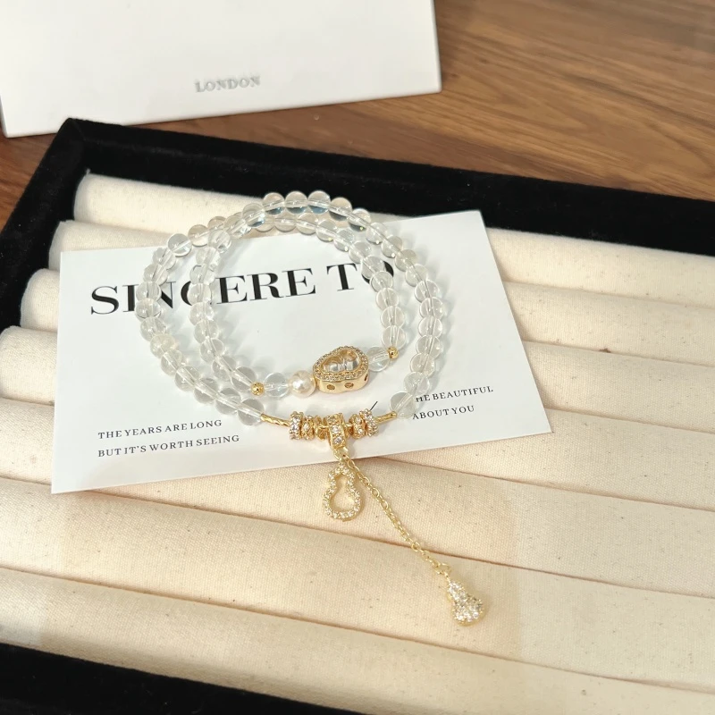 X674[观夏 ]浅色黄阿塞双圈手链高端轻奢手串多样性发一