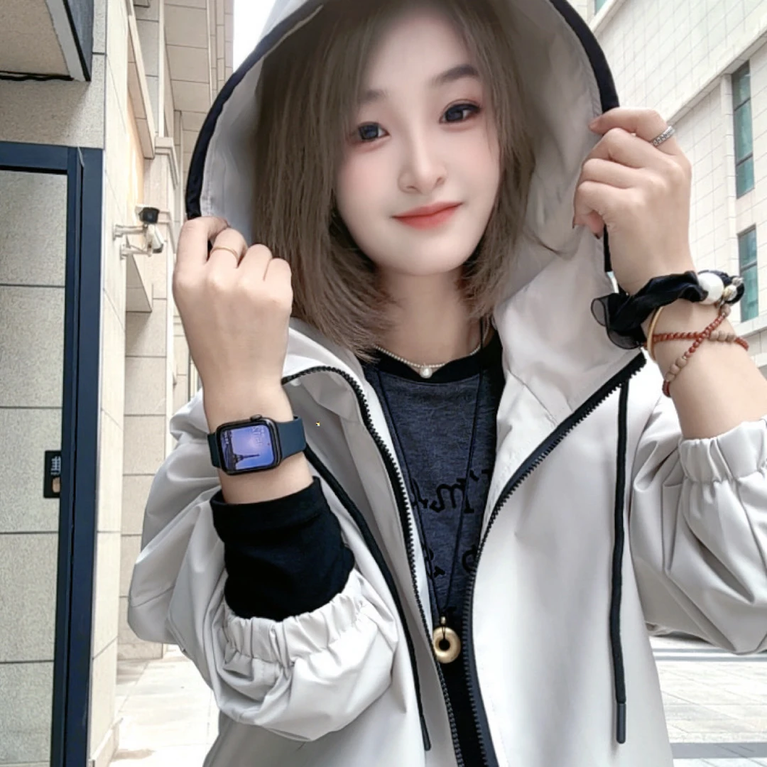 饭饭家 连帽防风短外套