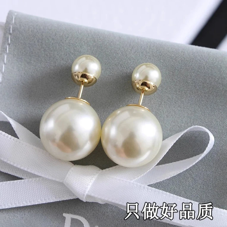 钨金树脂吊坠 D迪家经典珍珠耳环女前后大小双珍珠两戴新潮款耳钉