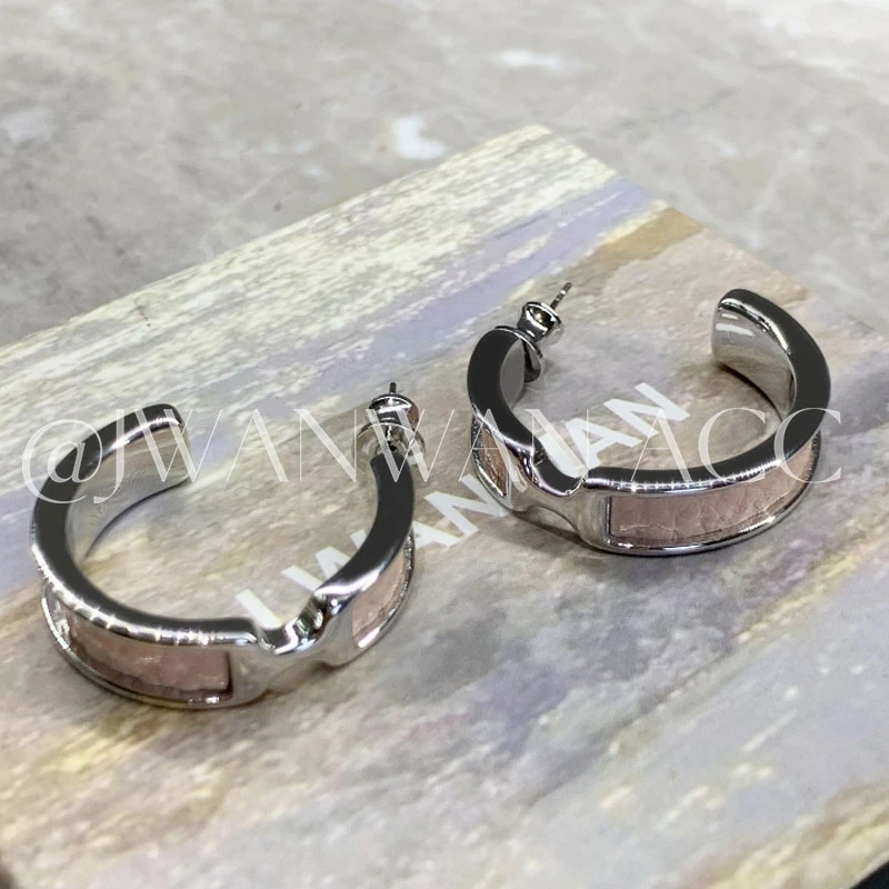 铜合金耳饰 粉银穿皮.H银色大圆圈耳圈01ED1587