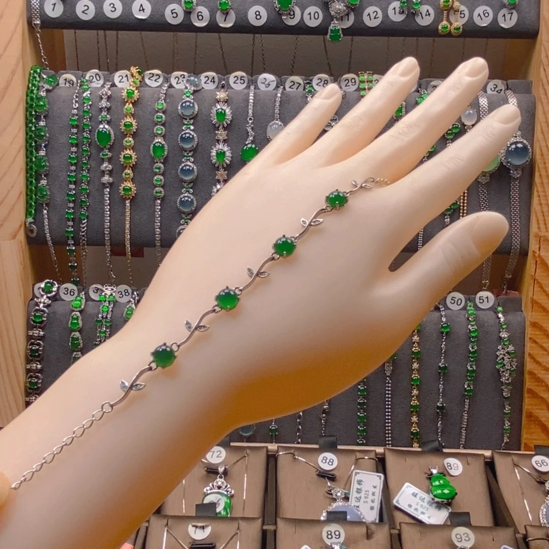 颈饰银S925镶嵌翡翠翡翠手链