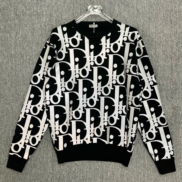 99新 DIOR/迪奥 Dior 烫金满印圆领羊毛毛衣/L码/99新/13337