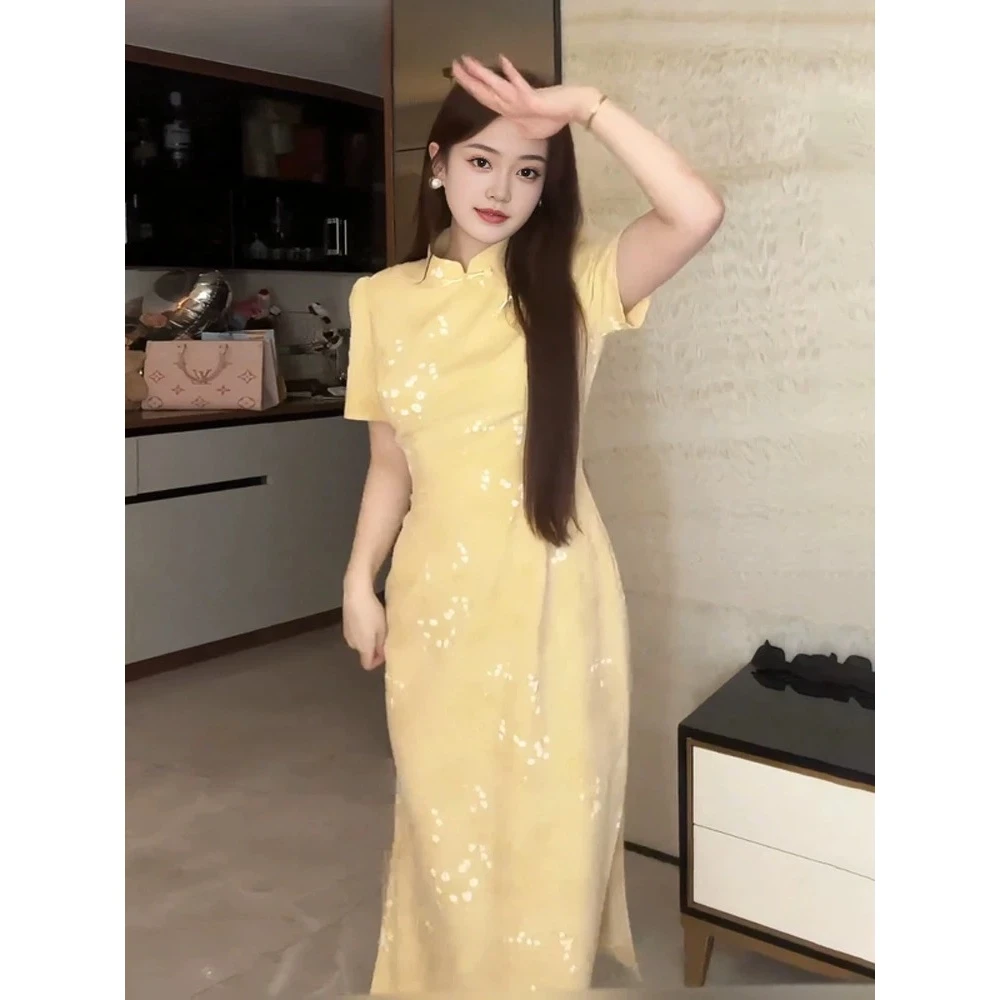 【小曹大码】新中式改良旗袍连衣裙女新款提花收腰显瘦裙子-DJ9883