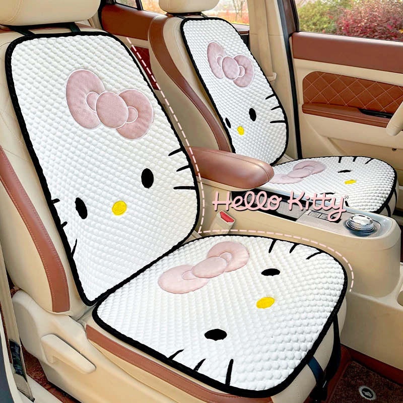 汽车坐垫通用可爱猫夏季透气女士车内座椅套5座车垫凉垫四季可用