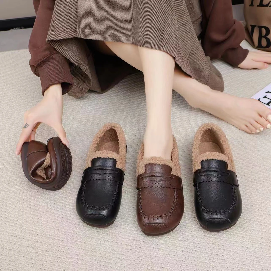 2025秋冬棉鞋羊羔毛加厚软底软面妈妈鞋奶奶鞋舒适复古保暖防滑
