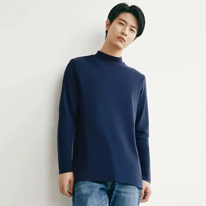 青少年春秋冬膨体德绒半高领打底衫内搭加厚保暖内衣外穿保暖上衣