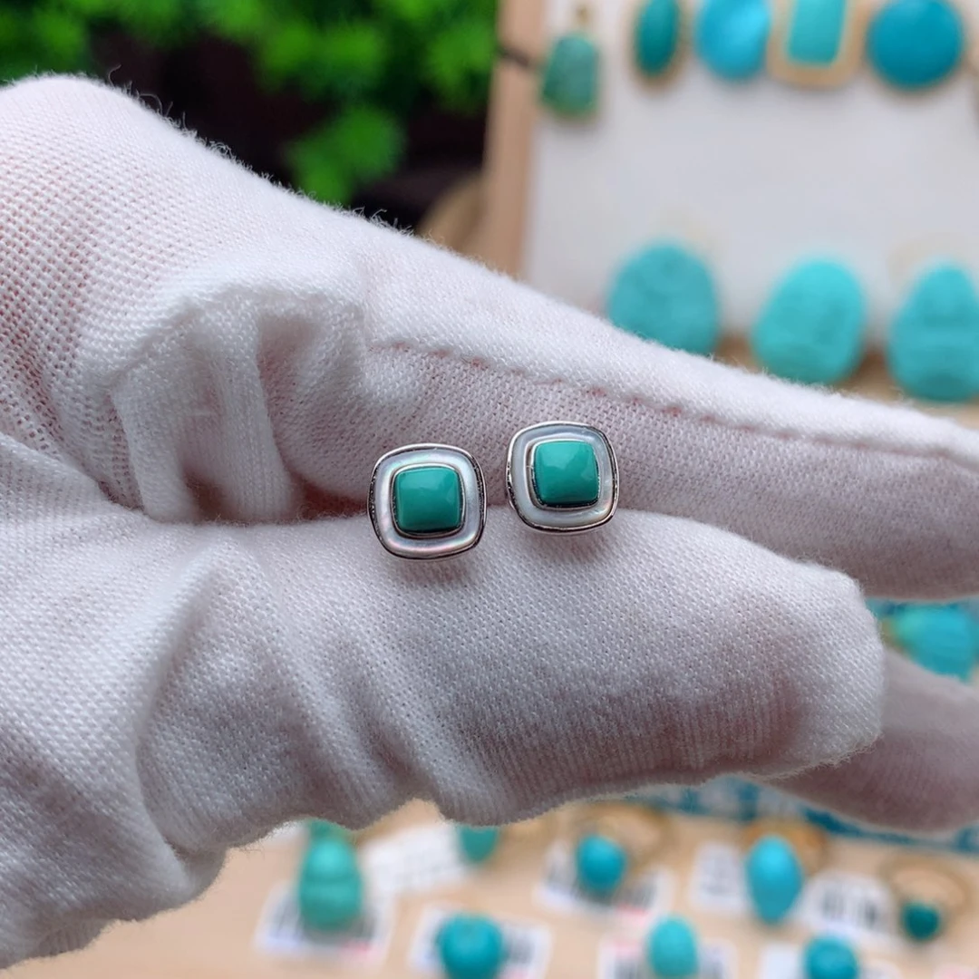 绿松石珠宝奇石银S925镶嵌大***伟