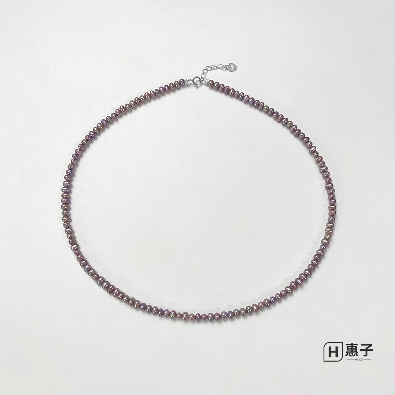 【碎银万两】淡水紫珠珍珠项链s925银3.5-4.5mm