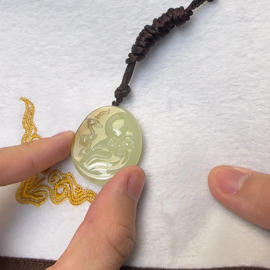 岫岩老玉（透闪石质玉）未镶嵌颈饰寿星牌子