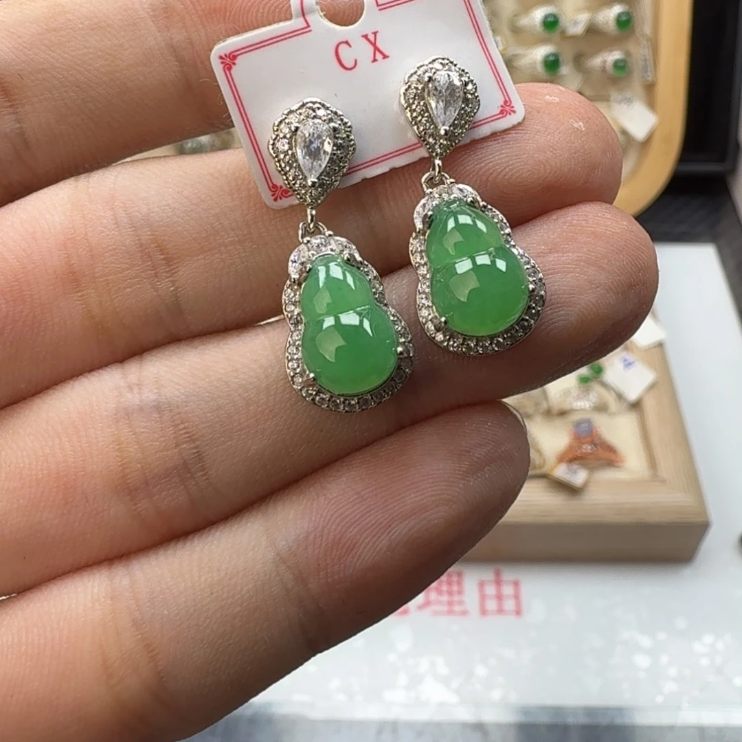翡翠银S925镶嵌戒指天然缅甸翡翠A货
